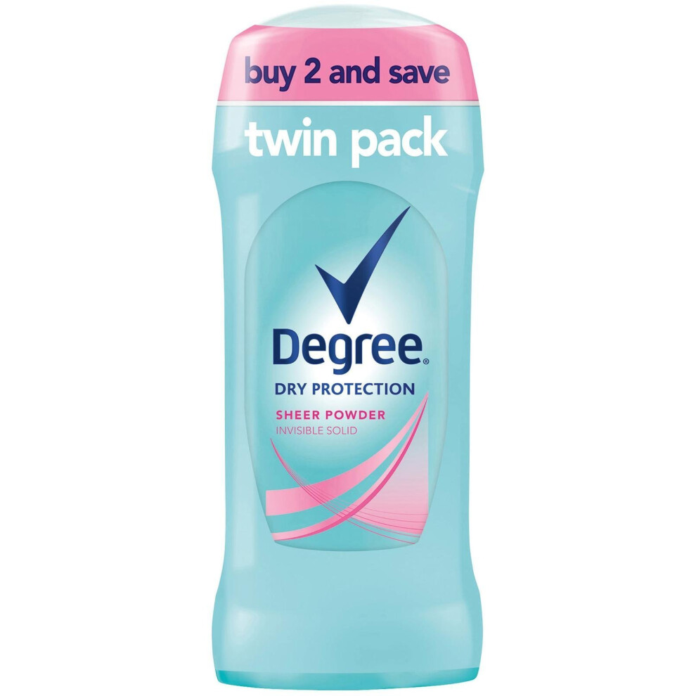 Degree Women Sheer Powder Dry Protection Antiperspirant Deodorant, 2.6 Oz, Twin Pack