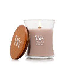 WoodWick Patchouli Crme Regali per Donne e Uomini Candela Media a Forma di Clessidra da 9,7 Once con Stoppino Scoppiettante