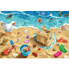 Ravensburger Divertimento in Spiaggia - Puzzle da Pavimento da 24 Pezzi per Bambini | Avventura Costiera