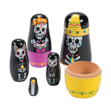 Fun Express Dag van de Doden Nesting Dolls - 5-delige Set - Geweldig voor Cadeaus en Speelgoed