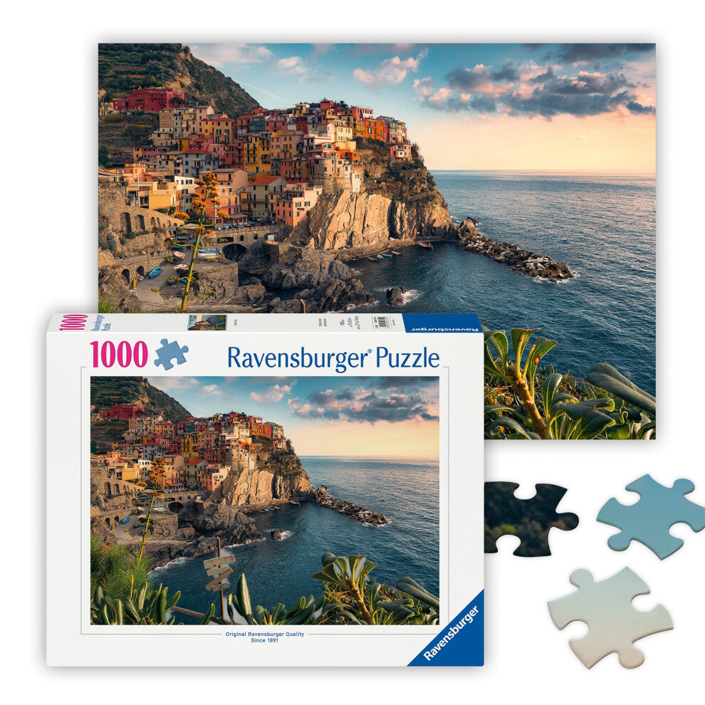 Ravensburger - Cinque Terre - 1000 Piece Jigsaw Puzzle - Featuring The Stunning Seaside Town In Italy - Beautiful Vibrant Image - Frameable - Premium
