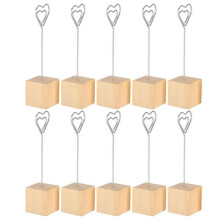 HURRISE Set mit 10 Fotohaltern aus Massivholz mit Metallclip