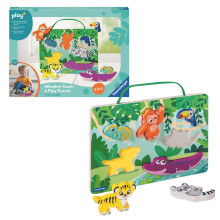 Ravensburger Play+ Rompecabezas de Madera Táctil - En la Selva | Rompecabezas Texturizado