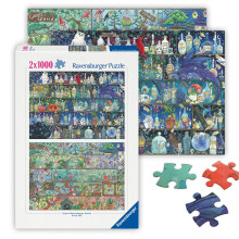 Ravensburger - Magic Shelves by Zoe Sadler - 2 x 1000 stukjes Puzzel - #1 Levendige Kleuren van Magische Dranken - #2 Schattige Tuinbeelden