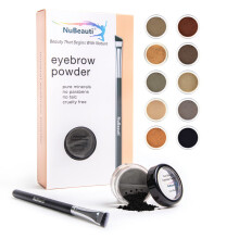Kit de Polvo de Cejas NuBeauti - Maquillaje de Cejas con Brocha Profesional - 10 Tonos Naturales - Sin Parabenos