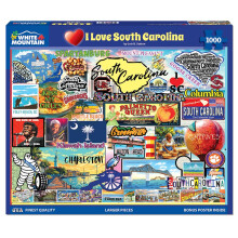 White Mountain I Love South Carolina Puzzle Puzzle americano da 1000 pezzi per adulti e famiglie