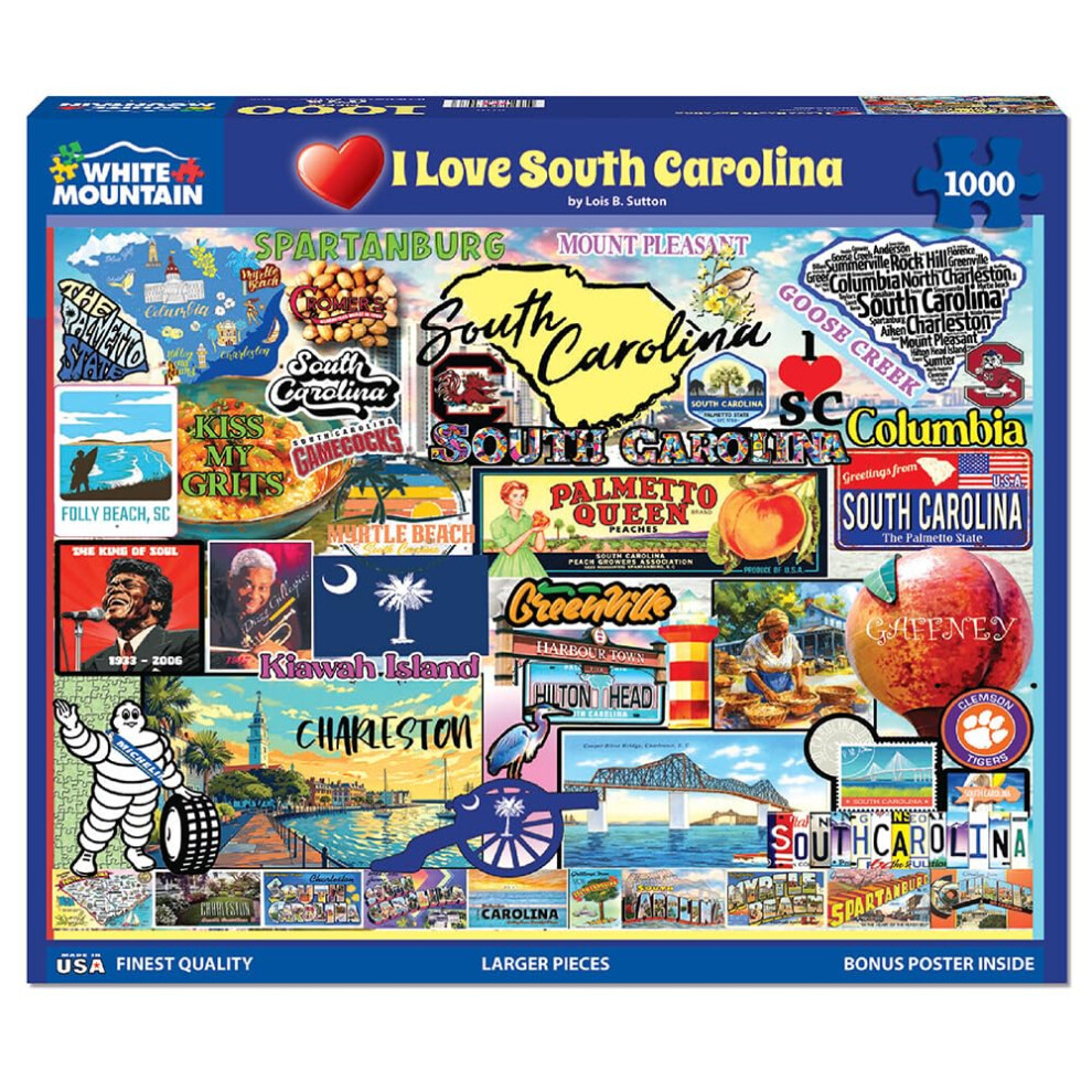 Mountain I Love South Carolina Puzzle 1000 Piece American Collage Jigsaw Puzzles For Adults And Families White