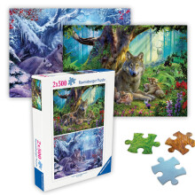 Ravensburger - Wolven - 2 x 500 Stukjes Puzzel - #1 Gracieus Wolvenfamilie - #2 Kleurrijke Wolf Pack in Winter