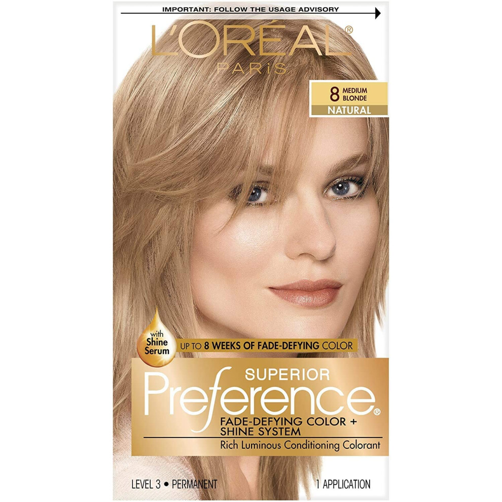 Photos - Hair Dye L'Oreal, Superior Preference, 8 Medium Blonde, 1 Application 071249253199