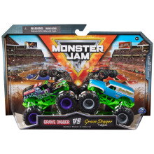 A Monster Jam Hivatalos Grave Digger vs. Grave Digger Die-cast Monster Trucks 1:64 Scale Kids Toys 3 ves kortl