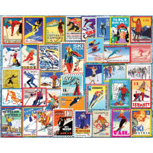 White Mountain Puzzle da 1000 pezzi Puzzle per le vacanze invernali di Natale per adulti e bambini 24""x30"" Pezzi grandi - Timbri da sci
