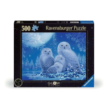 Ravensburger Uilen in Het Maangloed - 500 Stuk Glow-in-The-Dark Puzzel | Mystieke Nachtelijke Schoonheid | Softclick Technologie