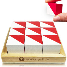 PrfcNL IQ-testblokken - 9 houten kubussen in wit en rood met 60 patronen en mobiele app, ideaal voor WISC WAIS WPPSI prep educatieve STEM Montessori