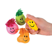 Neon Smile Face Stressspeelgoed met haar - Feestartikelen - 24 stuks