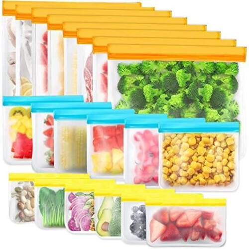 20er-Pack wiederverwendbare, transparente PEVA-Gefrierbeutel