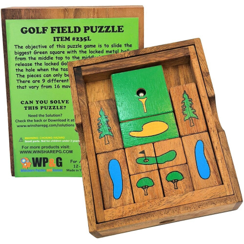 Puzzle Klotski in Legno per Golfisti - Gioco da Viaggio