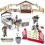 Set Gioco Stalla per Cavalli TUSAUW, Regalo Compleanno Bambini con 2 Cavalli e 2 Cavalieri 1