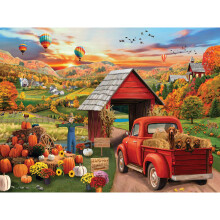 Puzzle del mercato del raccolto di White Mountain Puzzle autunnale da 500 pezzi per la famiglia