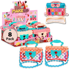 Makeupset voor Kinderen - Wasbare Cosmetica Set met Palette, Niet-Toxisch Speelgoed (8 Pack Handtas)