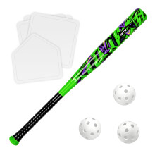 Ortiz34 Grand Slam Set - Mazza in plastica Graffiti 3 Palline 4 Lancio verso il basso (Verde/Viola)