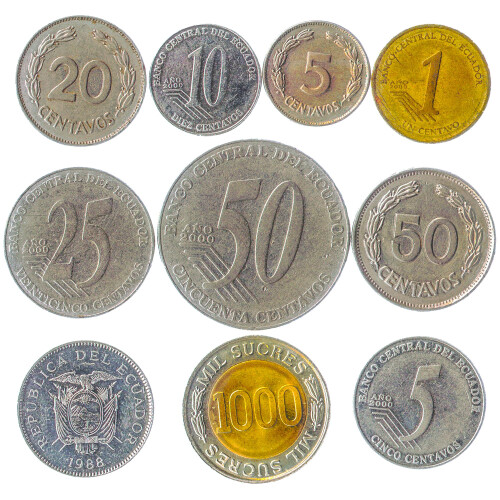 Ecuador 10 Gemengde Munten | Centavos | Sucre | Ecuadoriaanse Munt
