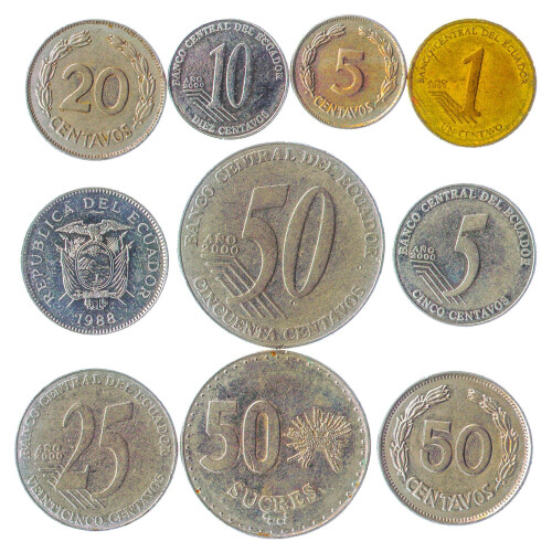 Ecuador 10 Gemengde Munten | Centavos | Sucre | Ecuadoriaanse Munt 2