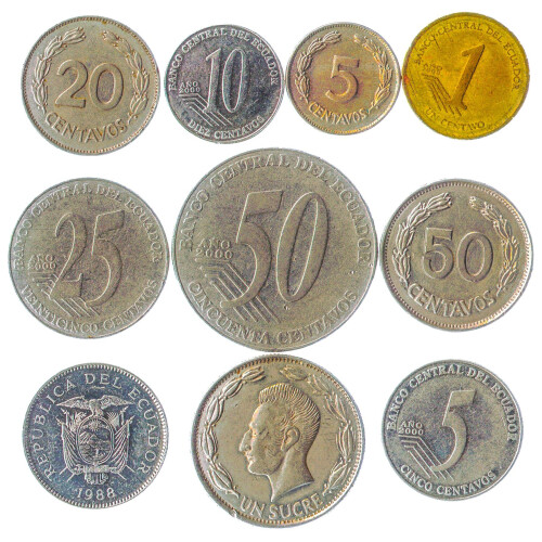 Ecuador 10 Gemengde Munten | Centavos | Sucre | Ecuadoriaanse Munt 1