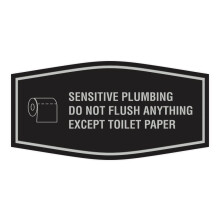 Fancy Sensitive Plumbing Schild Do Not Flush Anything Except Toilet Paper (Schwarz/Silber) Mittelgroί, 2er-Pack