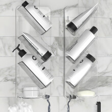 ShowerGem No Suction Cups or Screws, Rust Proof, Easy-Clean, As seen on Dragons Den, Neat and Tidy Bath Shelf for Everything, Shower Caddy