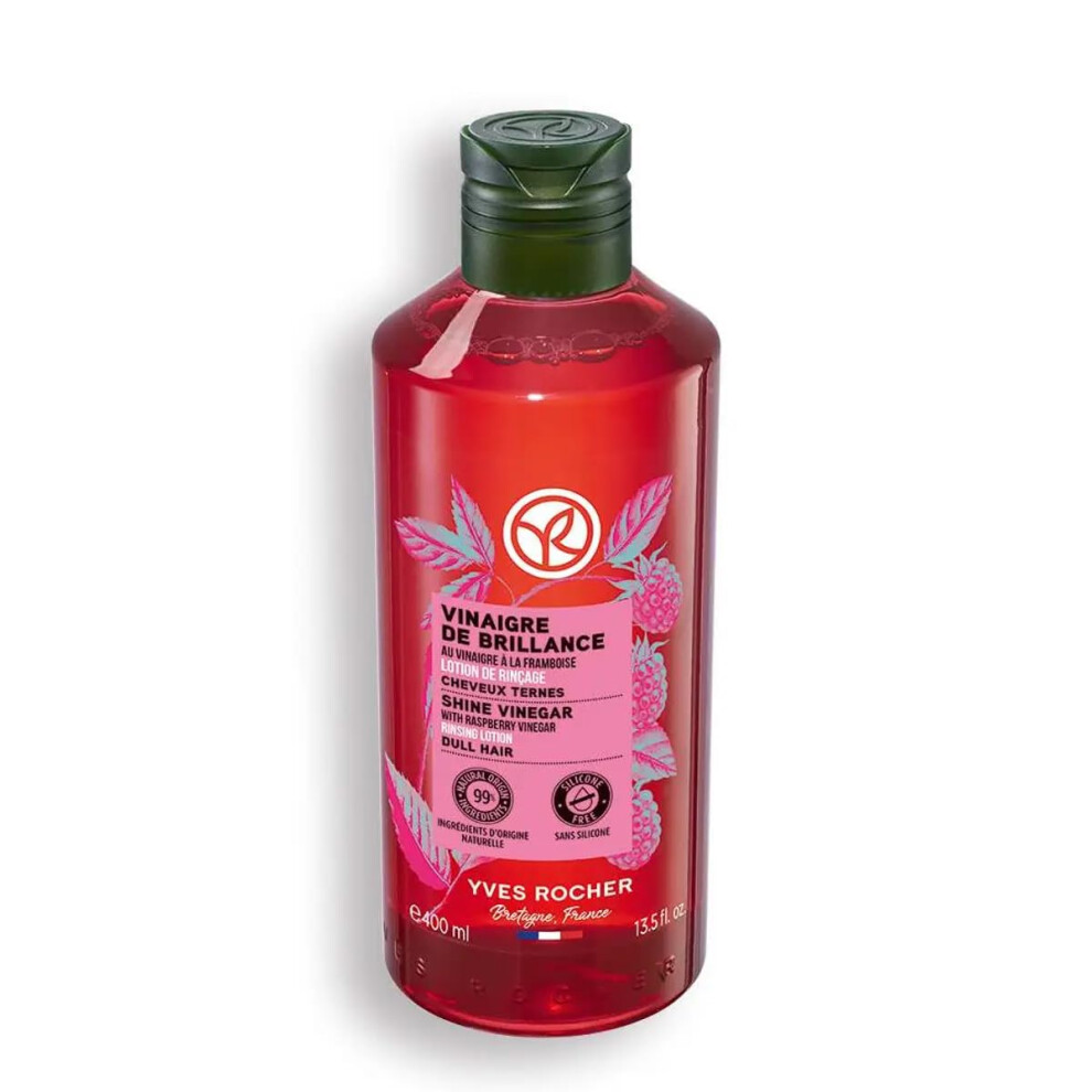 Yves Rocher Raspberry Shine Hair Vinegar - Restores Natural Women Unisex Hair Shine 400 Ml./13.5 Fl.oz.