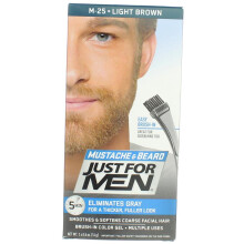 Just for Men Brush-In Kleur Gel, Snor en Baard, Lichtbruin M-25, 1 kit, (Verpakking van 3)
