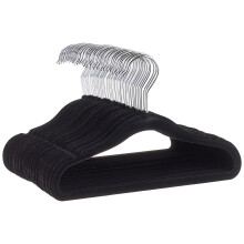 Kids' Non-Slip Velvet Clothes Hangers, Pack of 50, 29.4 cm, Black/Silver