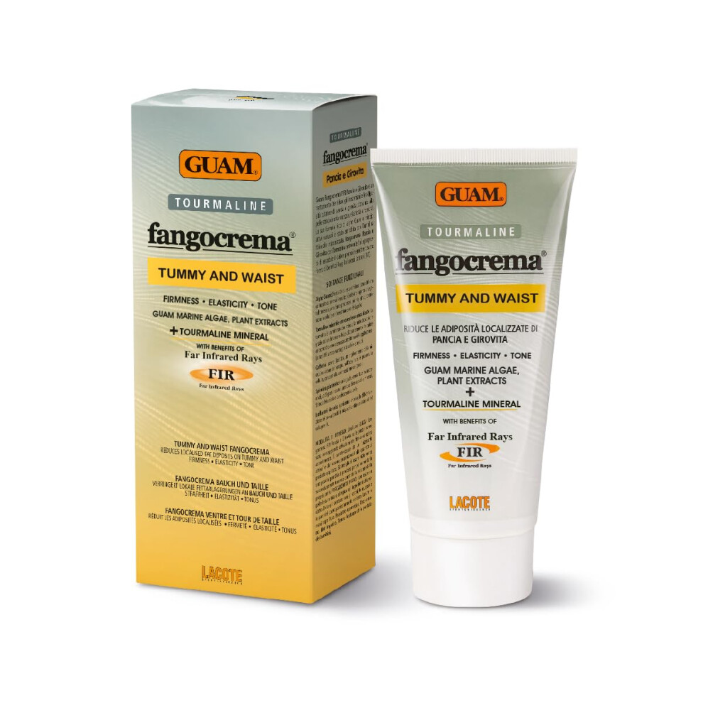 Guam Cream/Black Anti-Cellulite For Belly - Hot Skin Tightening Stomach With Tourmaline - Natural Cellulite & Tummy Firming Treatment (150 Ml)