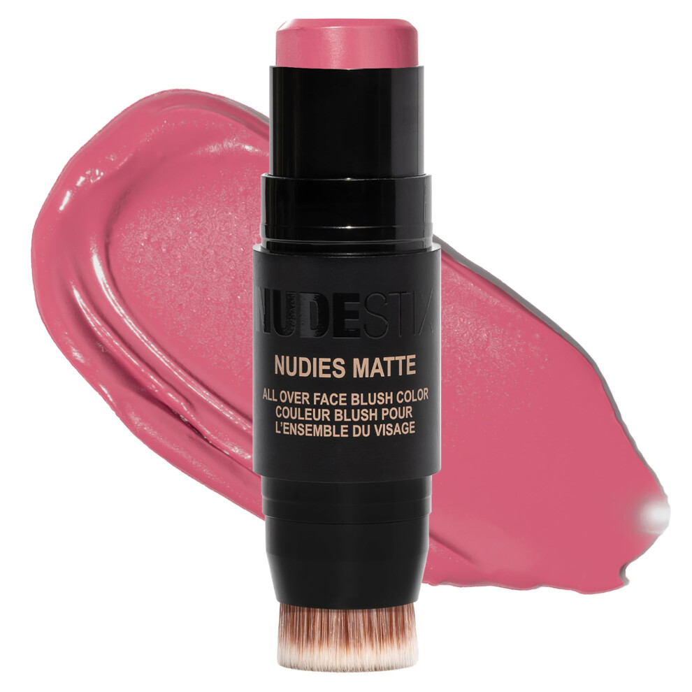 Nudestix Cream Nudies Blush Stick - 3-In-1 Blush For Cheeks Eyes & Lips With Built-In Brush | Soft Matte Finish For A Natural Flush | Clean Vegan &