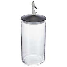 A Di Alessi Lulàjar Glass Jar for Dog Food with Lid in Thermoplastic Resin, Black