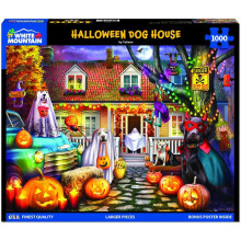 White Mountain Halloween Dog House Puzzle Puzzle autunnale vintage da 1000 pezzi per adulti e famiglie
