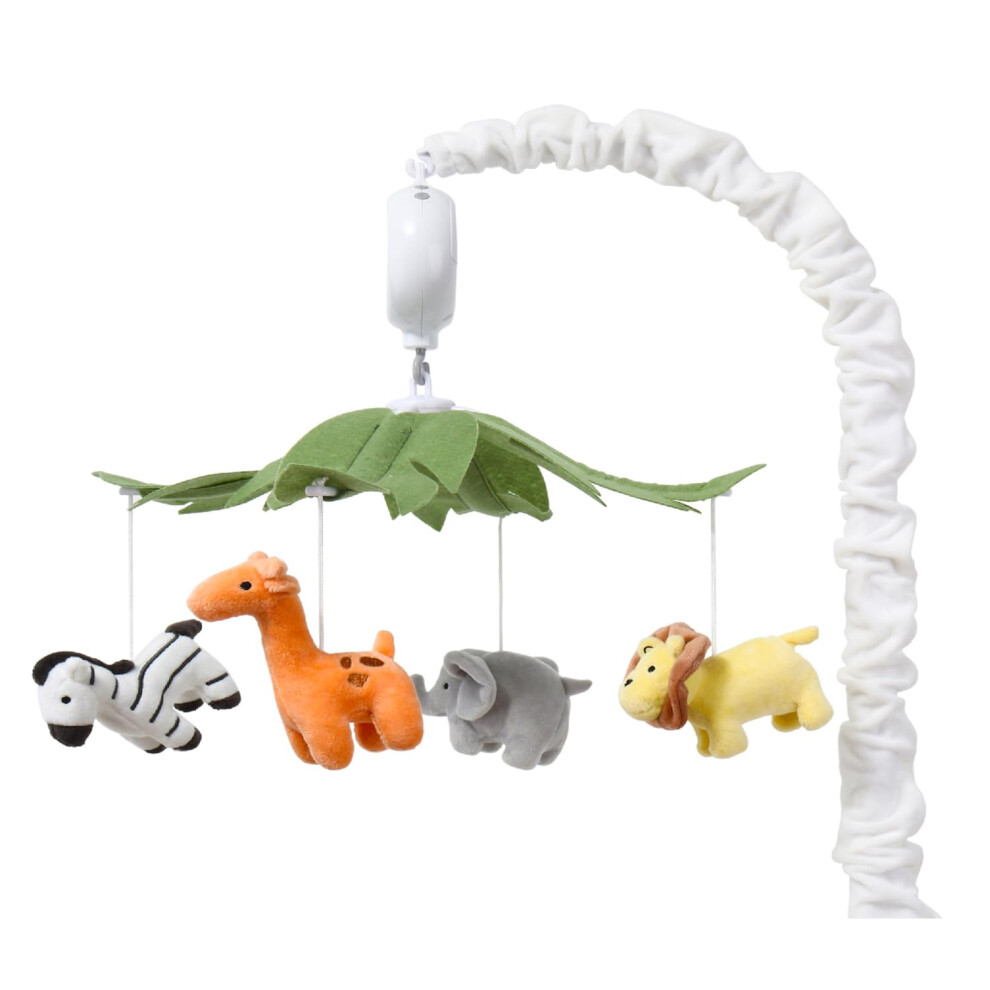The Peanutshell Boys White Crib Mobile For Or Girls - Musical Baby Crib Mobile With 12 Lullabies Jungle Animal Baby Safari Animals Nursery Decor