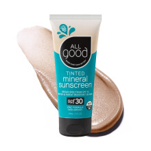 Loción Solar Mineral Tinteada All Good para Cara y Cuerpo - UVA/UVB, SPF 30, Amigable con los Arrecifes, Resistente al Agua