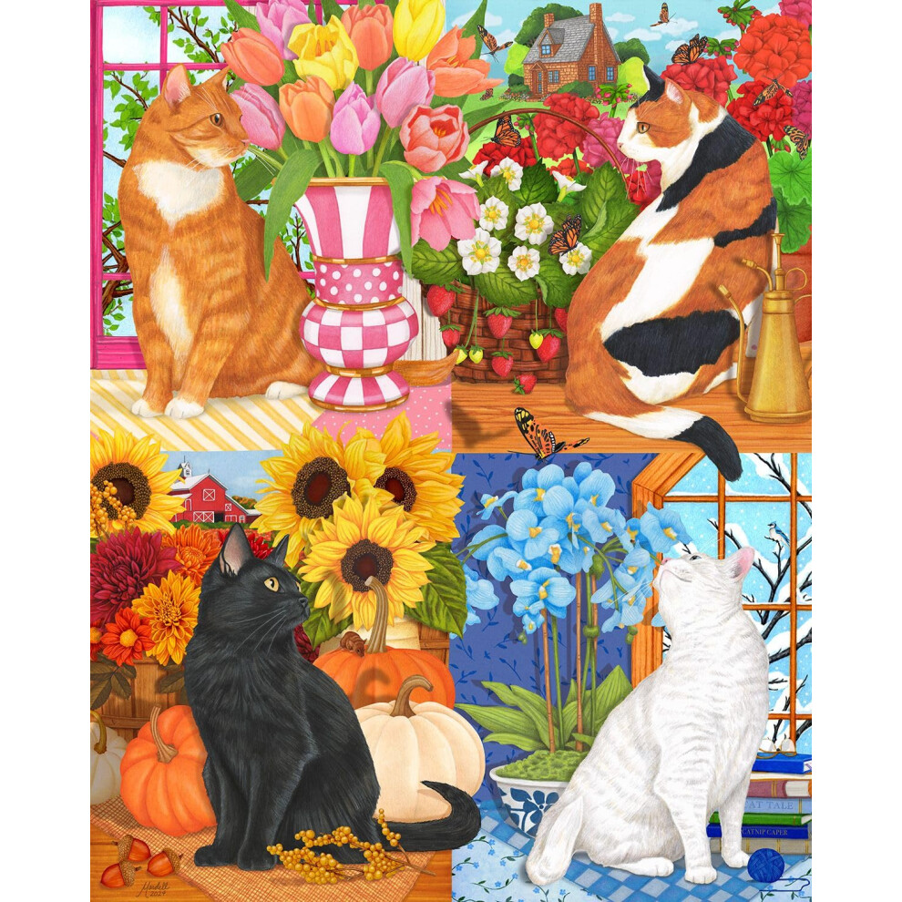 Photos - Jigsaw Puzzle / Mosaic Springbok Four Seasons of Cats 1000 Piece Jigsaw Puzzle for Adults - Unique Cut Pieces - Made in USA 