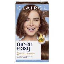 Clairol Nice'n Easy Permanent Hårfärg, 6W Ljus Mocha Brun, Förpackning med 1