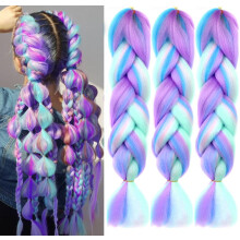 Kanekalon Ombre 4 Farben Mix Flecht Haar 3 Stück Jumbo Haar Regenbogen Farbe