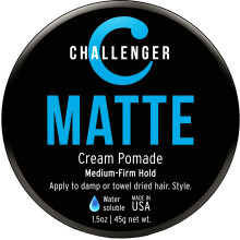Challenger Pomada Mate | Producto de Estilo Sin Brillo | Sujeción Firme Todo el Día | Gel Capilar a Base de Agua