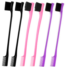 6er Set Doppel-Sided Edge Control Haarbürste Professionelle Kamm Set, Dual-Sided Borsten Design, Pink Lila Schwarz