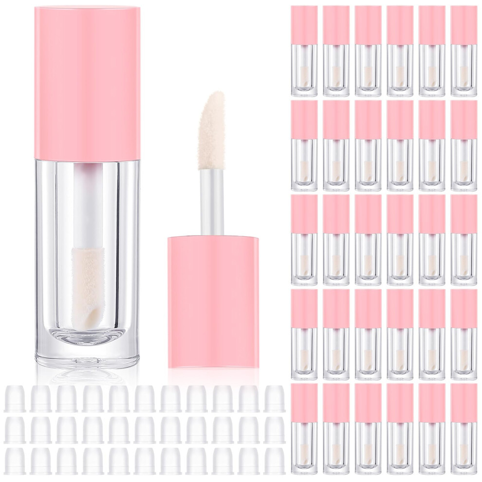 Tatuo Pink 30 Pcs 6Ml Empty Lip Gloss Tubes With Wand Bulk Lip Refillable Gloss Containers Cosmetic Bottles With Rubber Stoppers For Lipstick Eyelash