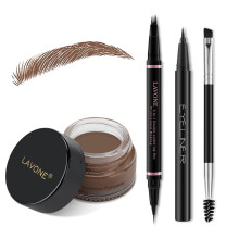 Kit de Maquillaje de Lápiz de Cejas, con Lápiz de Microblading Impermeable 2-en-1, Pomada y Brocha