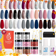 Beetles 27Pcs Kit Unghie in Polvere, 20 Colori Modern Muse Set Dipping Polvere Rosa Nudo Blu Glitter