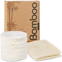 20 Pacchi Pad di Rimozione Trucco Riutilizzabili Organici, Rotondi in Cotone Bamboo Lavabili