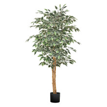 VEVOR Árbol Ficus Artificial de 5FT con Maceta Negra, Planta Ficus Falsa Alta con Tronco de Madera Natural y Hojas Verdes Realistas