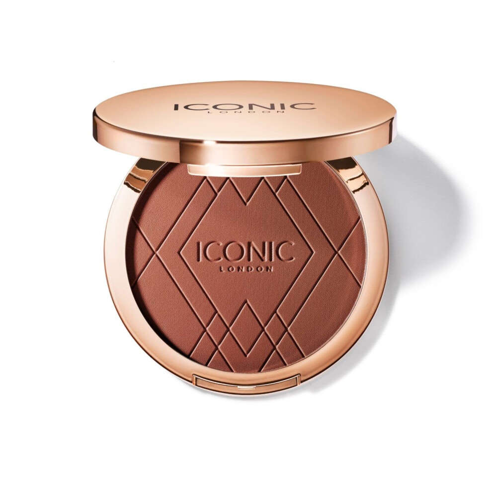Iconic London Ultimate Bronzing Powder | Silky Powder Flawless Matte Finish Bronzer Cruelty-Free Vegan Makeup (Warm Deep) 0.59 Oz