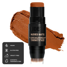 Nudestix Nudies Matte Crema Bronzer 3-in-1 Colore Viso, Occhi e Labbra con Pennello (Terracotta Tan)